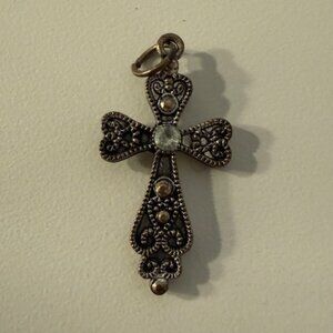 Antique-Look Rustic Cross Necklace Charm